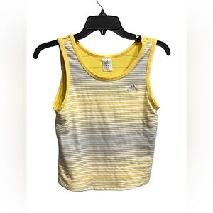 Adidas Yellow and Grey Cropped Tank Top 100% Cotton